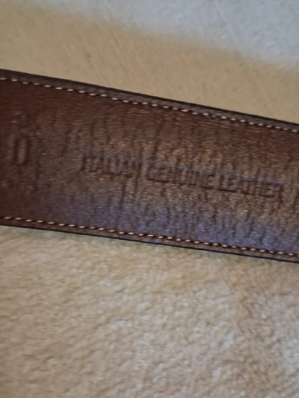 Perry Ellis Dark Brown Leather Belt with Silver-Tone Buckle Size 34